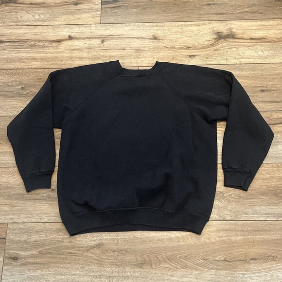 Santa Claus Sweatshirt SZ Medium Black Appliqué Hand Painted Southwestern Vtg - Picture 9 of 10